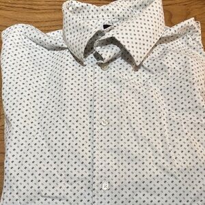 Apt. 9 Men's White and Black Patterned Slim Fit Shirt